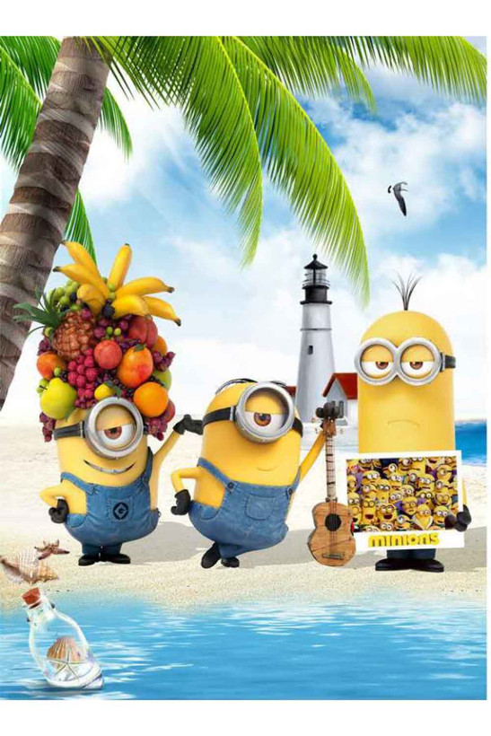 فرشینه اتاق کودک طرح مینیون ها کنار ساحل کد ۶۰۵4