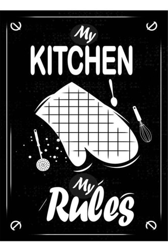 فرشینه آشپزخانه طرح قوانین آشپزخانه زمینه مشکی کد۷۰۲۴