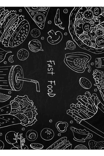 فرشینه آشپزخانه طرح فست فود زمینه مشکی کد ۷۰۲۹