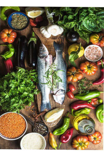 فرشینه آشپزخانه طرح ماهی و سبزیجات کد۷۰۳۴