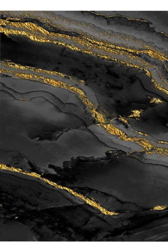 فرشینه مدرن طرح سنگ مشکی با رگه های طلایی کد ۸۰۲3