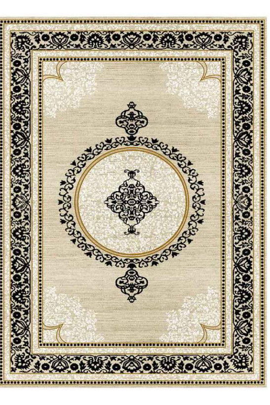 فرشینه مدرن زمینه کرم با کادر قهوه ای مشکی کد ۸۰۴۲