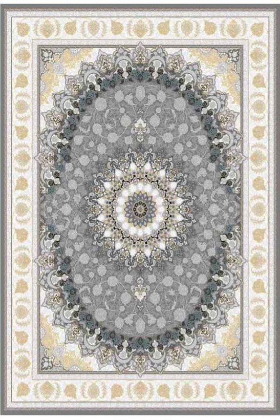 فرشینه طرح سنتی ایرانی رنگ خاکستری رنگ روشن کد ۹۰۰۵