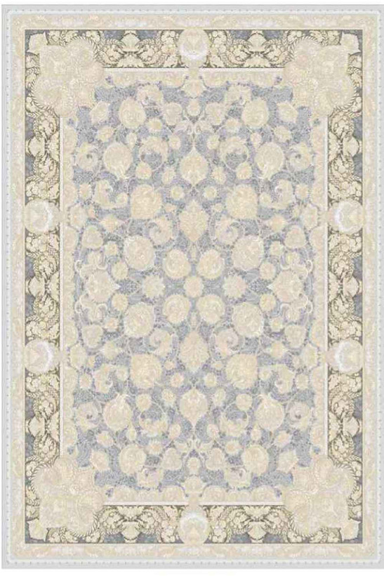 فرشینه طرح سنتی ایرانی رنگ طوسی کرم روشن کد ۹۰۰۸