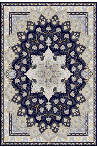 فرشینه طرح سنتی ایرانی تیره حاشیه خاکستری کد ۹۰۱۰