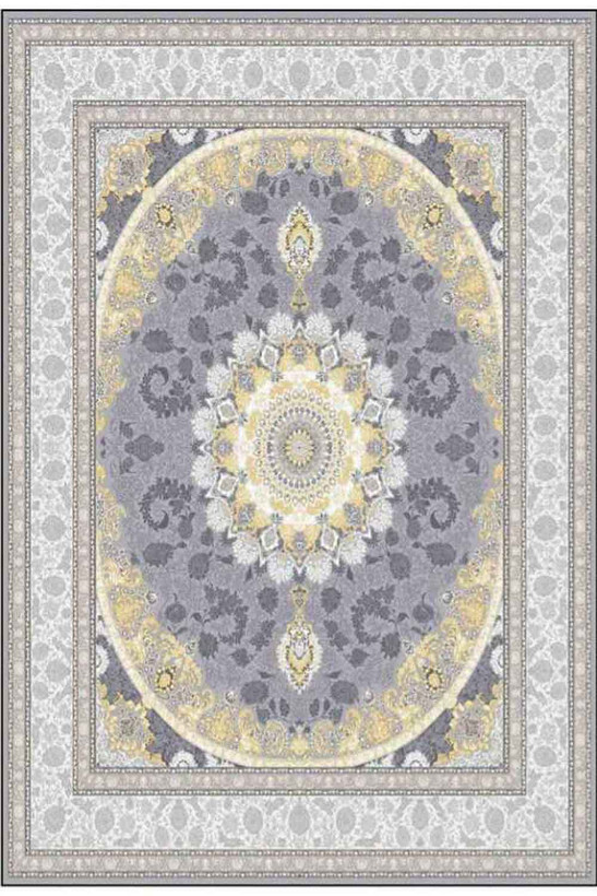 فرشینه طرح سنتی ایرانی خاکستری طوسی رنگ روشن کد ۹۰۱۱