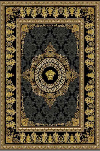 فرشینه طرح تلفیقی مدرن و سنتی مشکی طلایی کد ۹۰۲۱