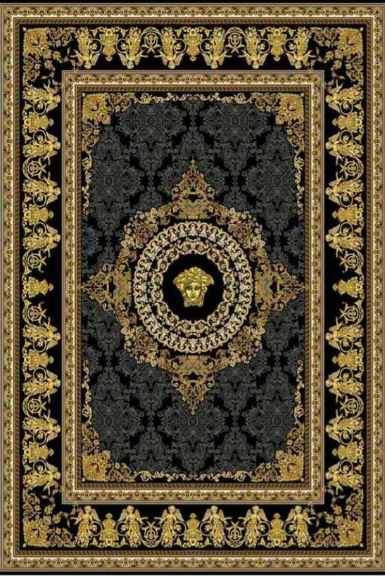 فرشینه طرح تلفیقی مدرن و سنتی مشکی طلایی کد ۹۰۲۱