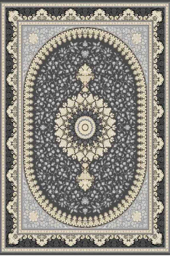 فرشینه طرح سنتی رنگ طوسی خاکستری تیره کد ۹۰۲۷