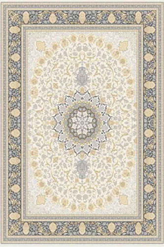 فرشینه طرح سنتی رنگ روشن کرم طوسی کد ۹۰۷۳