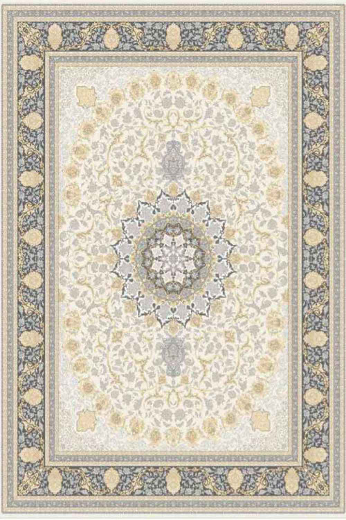 فرشینه طرح سنتی رنگ روشن کرم طوسی کد ۹۰۷۳