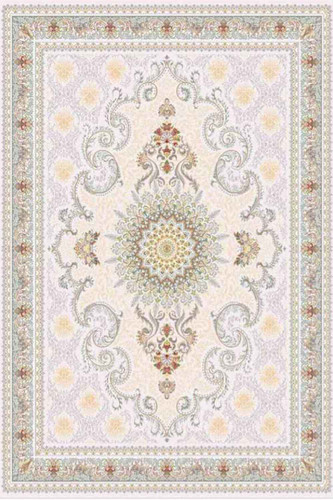 فرشینه طرح سنتی رنگ روشن کرم طوسی کد ۹۰۷۴