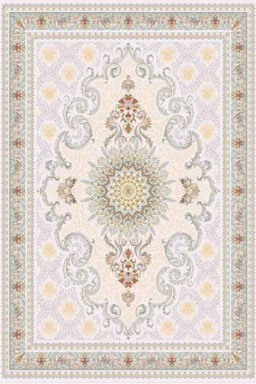 فرشینه طرح سنتی رنگ روشن کرم طوسی کد ۹۰۷۴