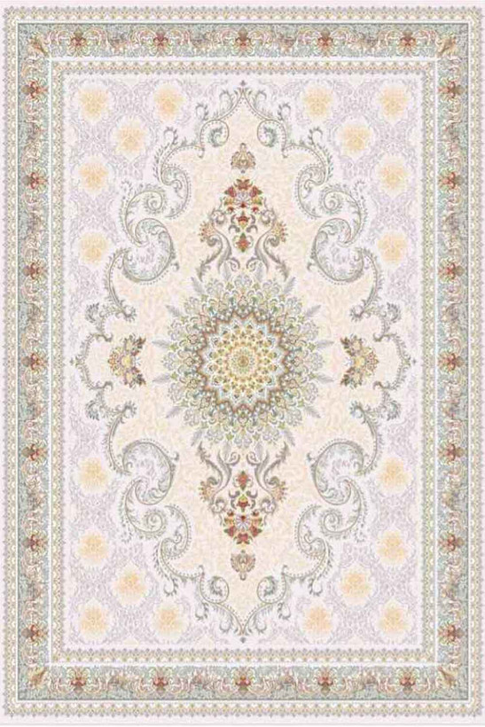 فرشینه طرح سنتی رنگ روشن کرم طوسی کد ۹۰۷۴