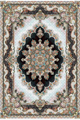 فرشینه طرح سنتی رنگ سفید مشکی کد ۹۰۱۲۷