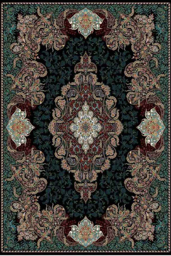 فرشینه طرح سنتی رنگ سبز و مشکی کد ۹۰۱۴۰