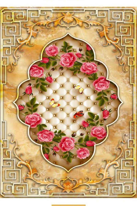 فرشینه مدرن طرح گل ها و پروانه کد ۸۰۵۳