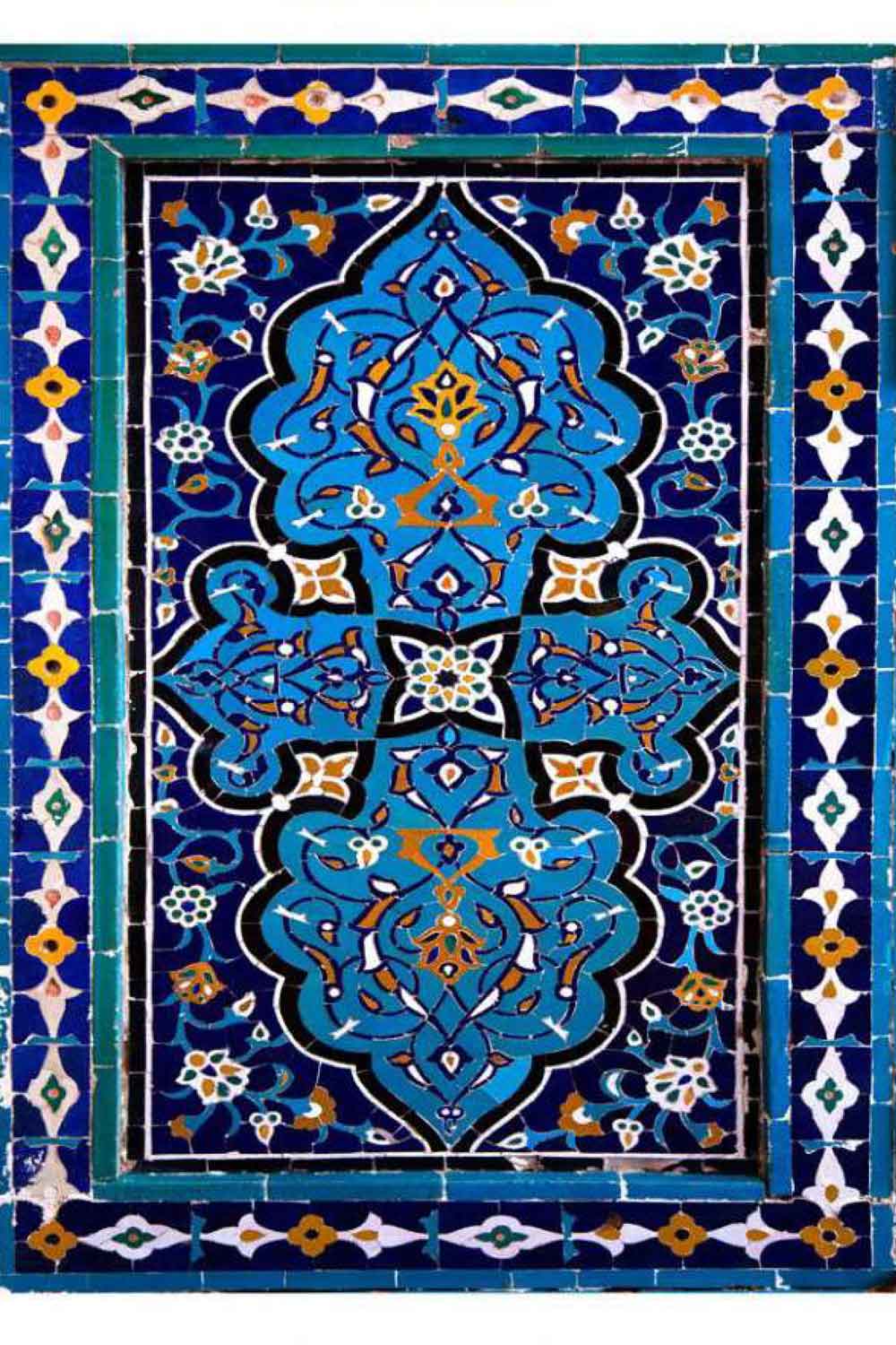 فرشینه مدرن طرح کاشی حوض آبی کد ۸۰۷۷