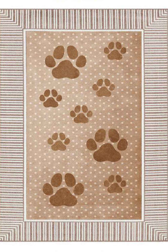 فرشینه مدرن طرح کرم قهوه ای رد پای خرس کد ۸۰۷۹