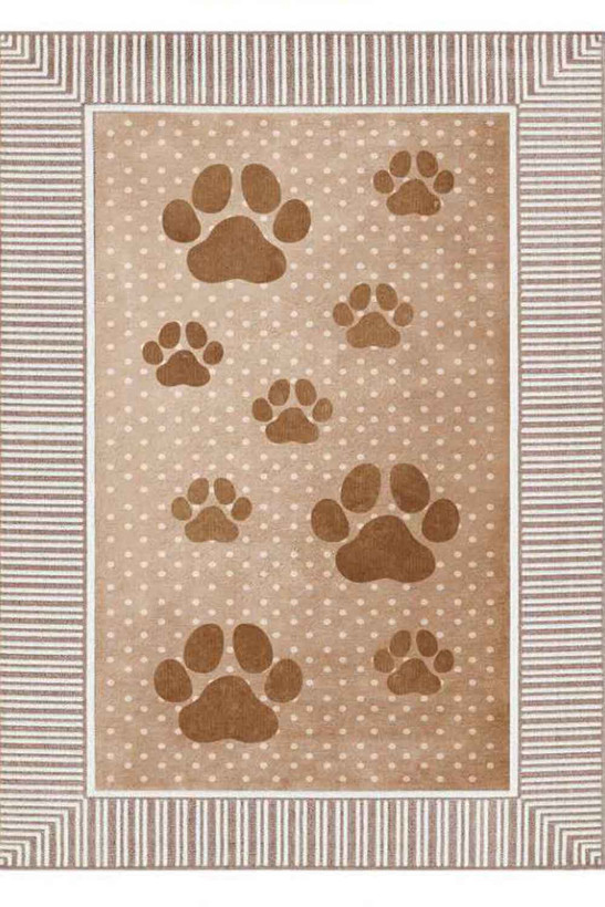 فرشینه مدرن طرح کرم قهوه ای رد پای خرس کد ۸۰۷۹