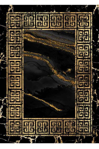 فرشینه مدرن طرح سنگ مشکی با حاشیه های طرح ورساچه کد ۸۰۱۱۱