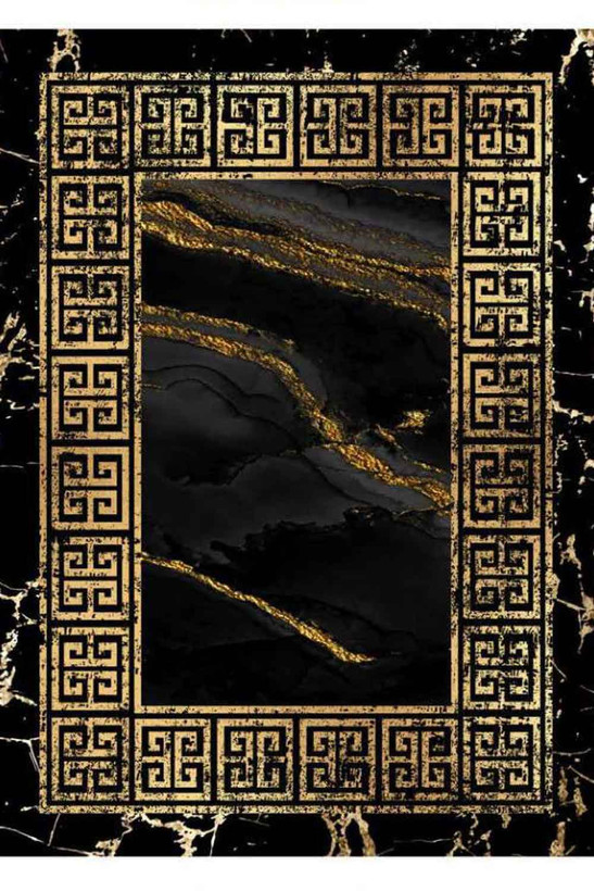 فرشینه مدرن طرح سنگ مشکی با حاشیه های طرح ورساچه کد ۸۰۱۱۱