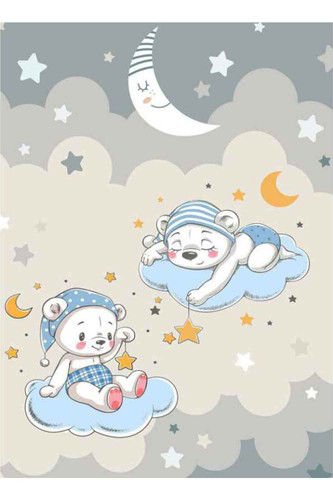 فرشینه اتاق کودک طرح خرس های مهربون روی ابر ها کد ۶۰۲۵