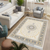 فرشینه طرح سنتی رنگ روشن کرم طوسی کد ۹۰۷۳